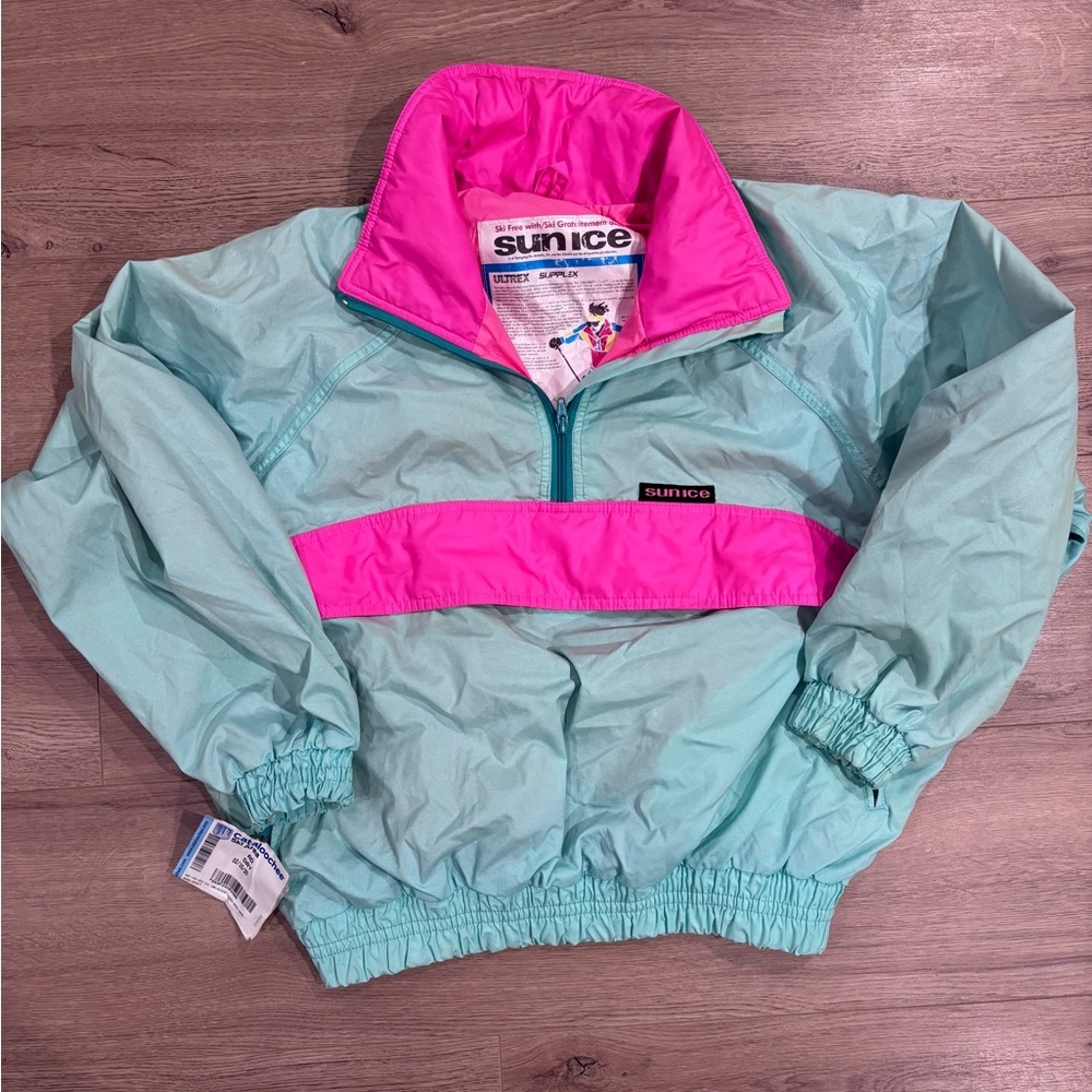 Retro vintage Sunice ski jacket 1/2 zip Windbreaker Sz 10